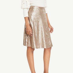 Ann Taylor Shimmering Gold A-Line Skirt